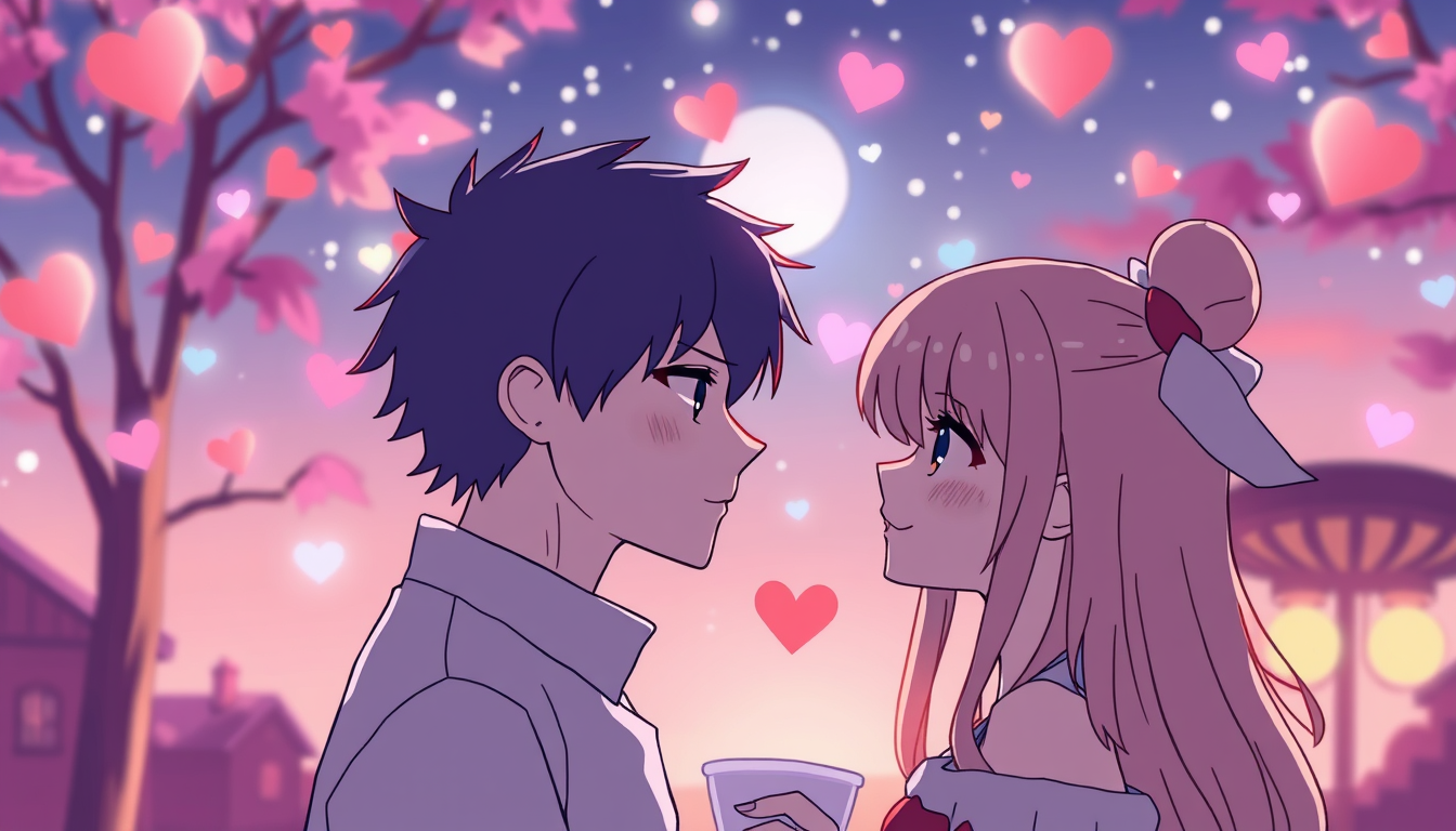 Main art studio: In portrait tempelates cute whimsical couple anime style