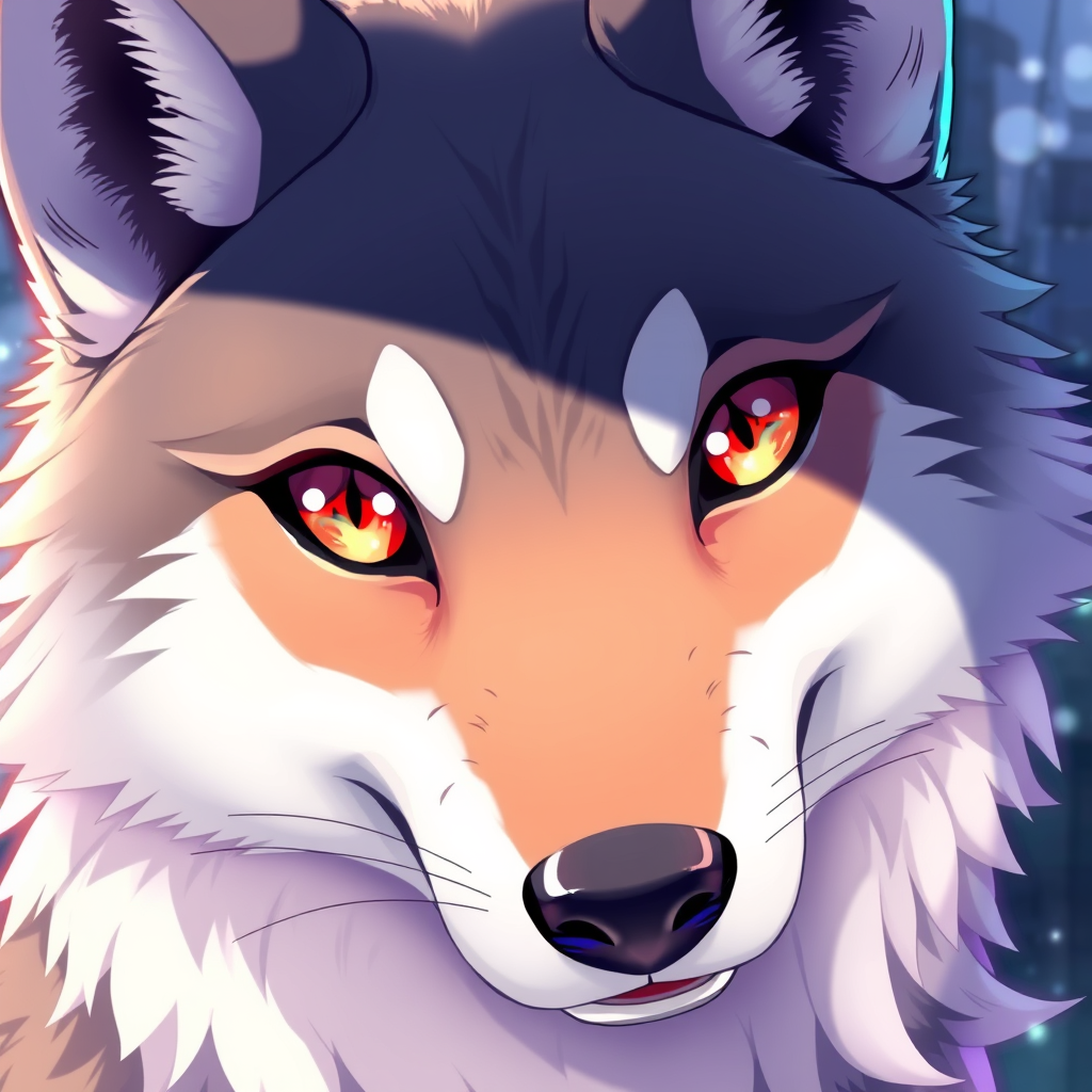Anime idea created from the prompt: anime style, vibrant colors, expressive eyes, ein süßen wolf welpe , detailed anime illustration