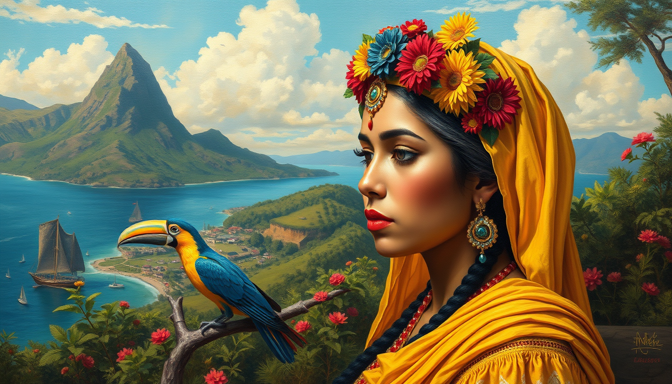 Main art studio: amixxx creame una imagen de una tipo pintura medio realista que mescle tradicion ecuatoriana manabita que tenga barios elementos que no sea tan difisi