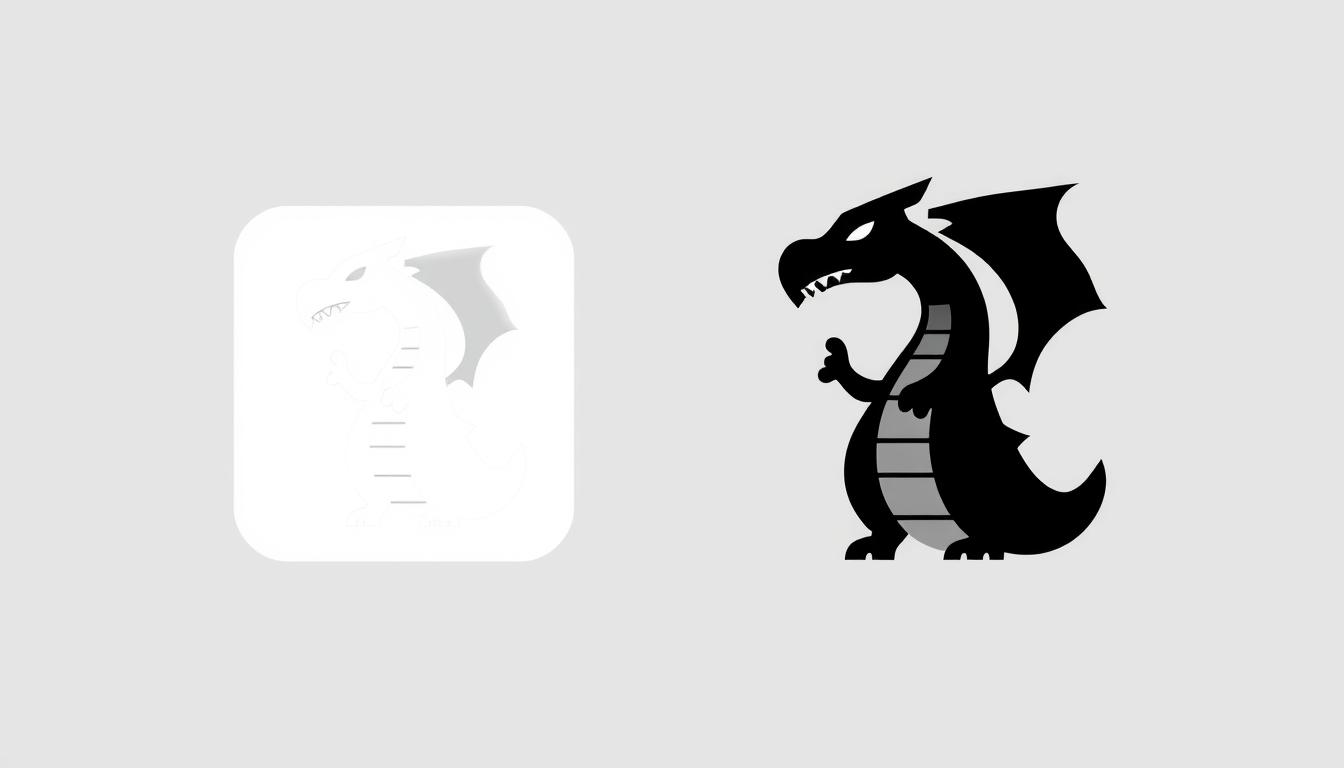 Logo idea created from the prompt: logo design, clean minimal mark, bold simple shapes, balanced composition, kannst du mir ein bild machen mit einem Drachen was ich Für eiene
