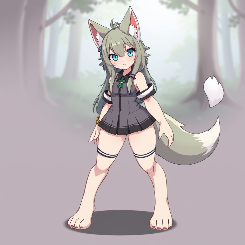Main art studio: furry, female anime-style furry character,full body,mature,human form