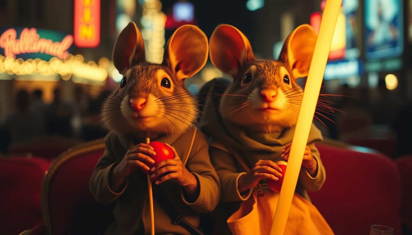 Main art studio: Dos ratoncitos yendo al cine enamorados