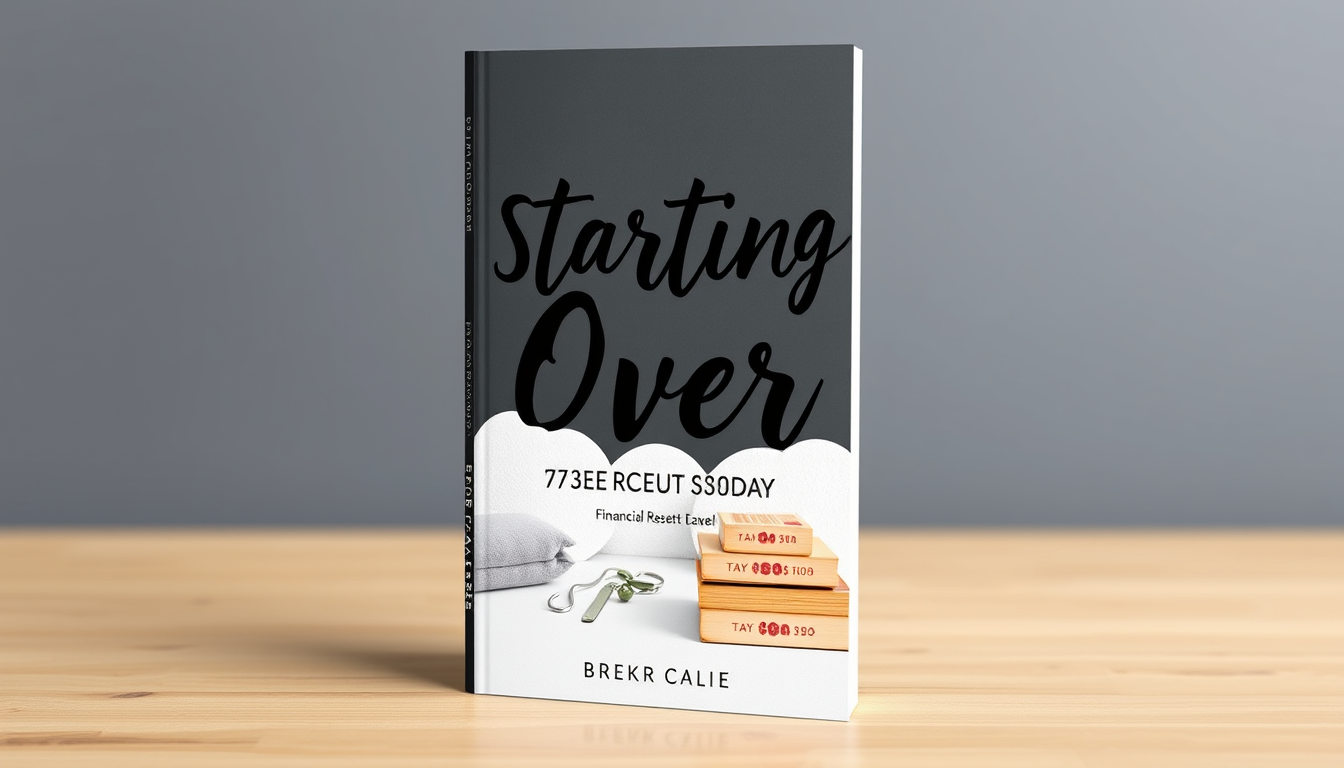 AI Art prompt example created from the prompt: create the book thumbnail for Starting Over 30-Day Financial Reset cover for a digital e-book. I would like it designed in black cursive and