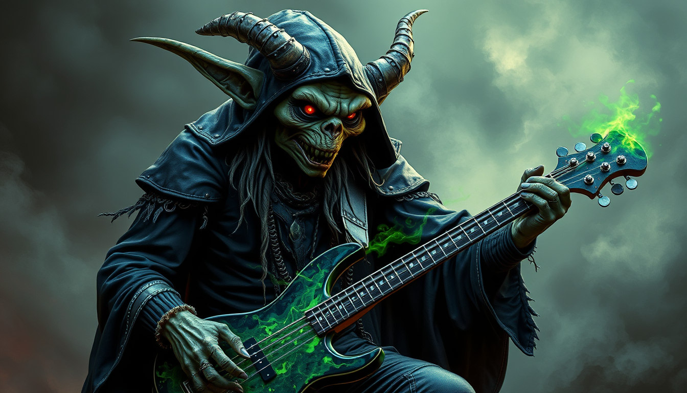 Main art studio: goblin wild magic sorcerer doom metal bass player