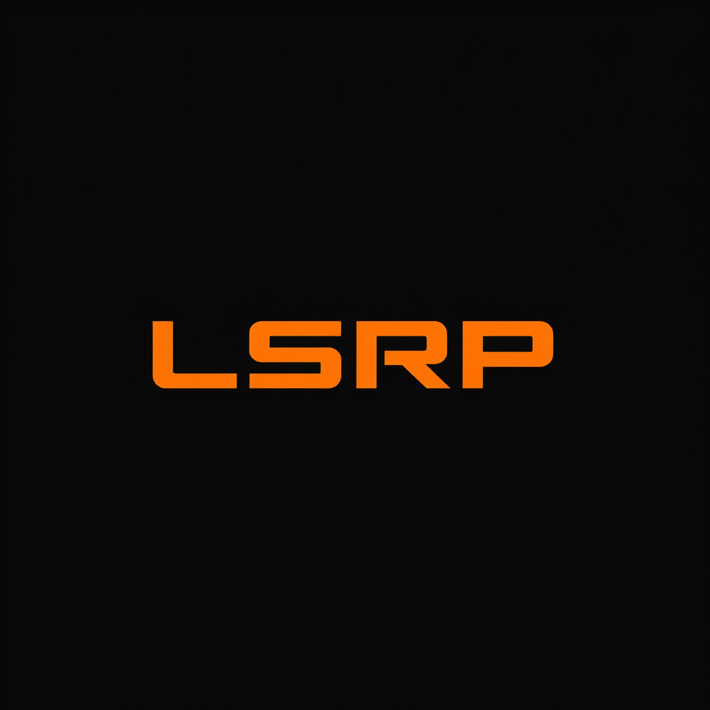 Main art studio: I'd like an image with the text "LSRP" on it in orange,and the background is black