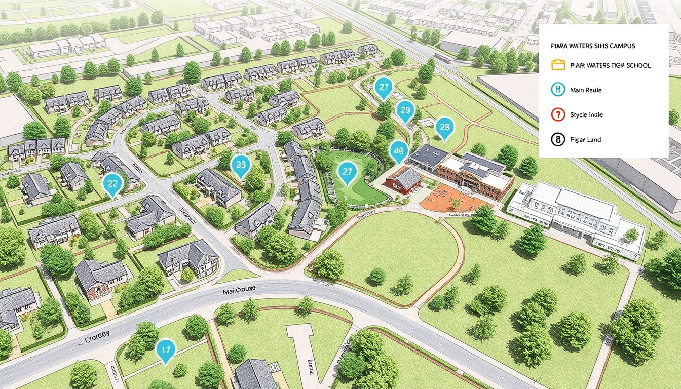 AI Art prompt example created from the prompt: | +---------------------------------------------------+ | [🧱🧱] Townhouses (🌳🌳) Eco-Wetland Park | | (Orange pencil) (Green pencil wash) 