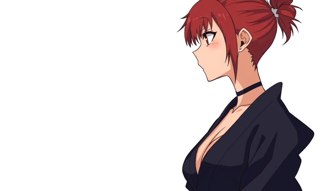 Pfp idea: profile picture, head crop, stylized aesthetic, clean background, Una imagen de maki zenin del anime jujutsu kaisen de espaldas de cuerpo completo con