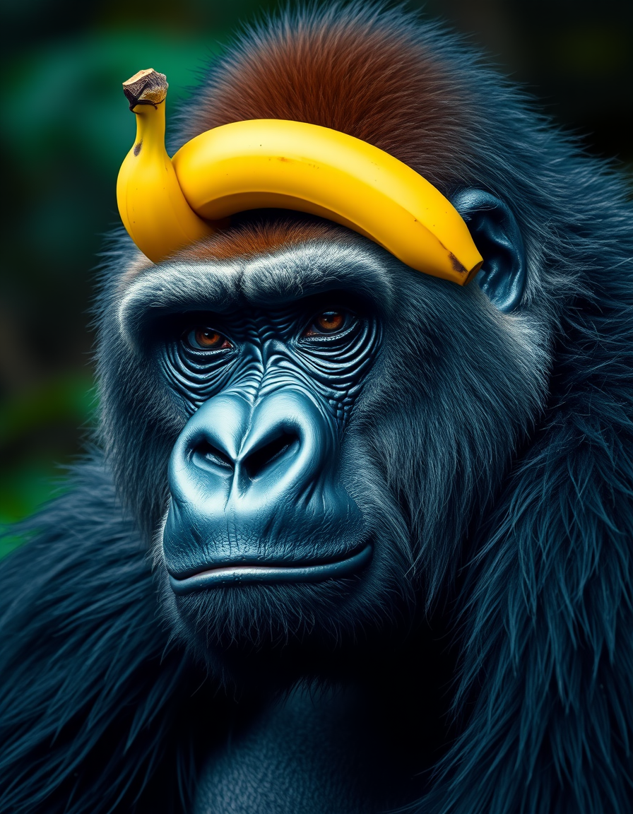 Main art studio: erstelle mir ein bild von einem gorilla gemischt mit einer banane
