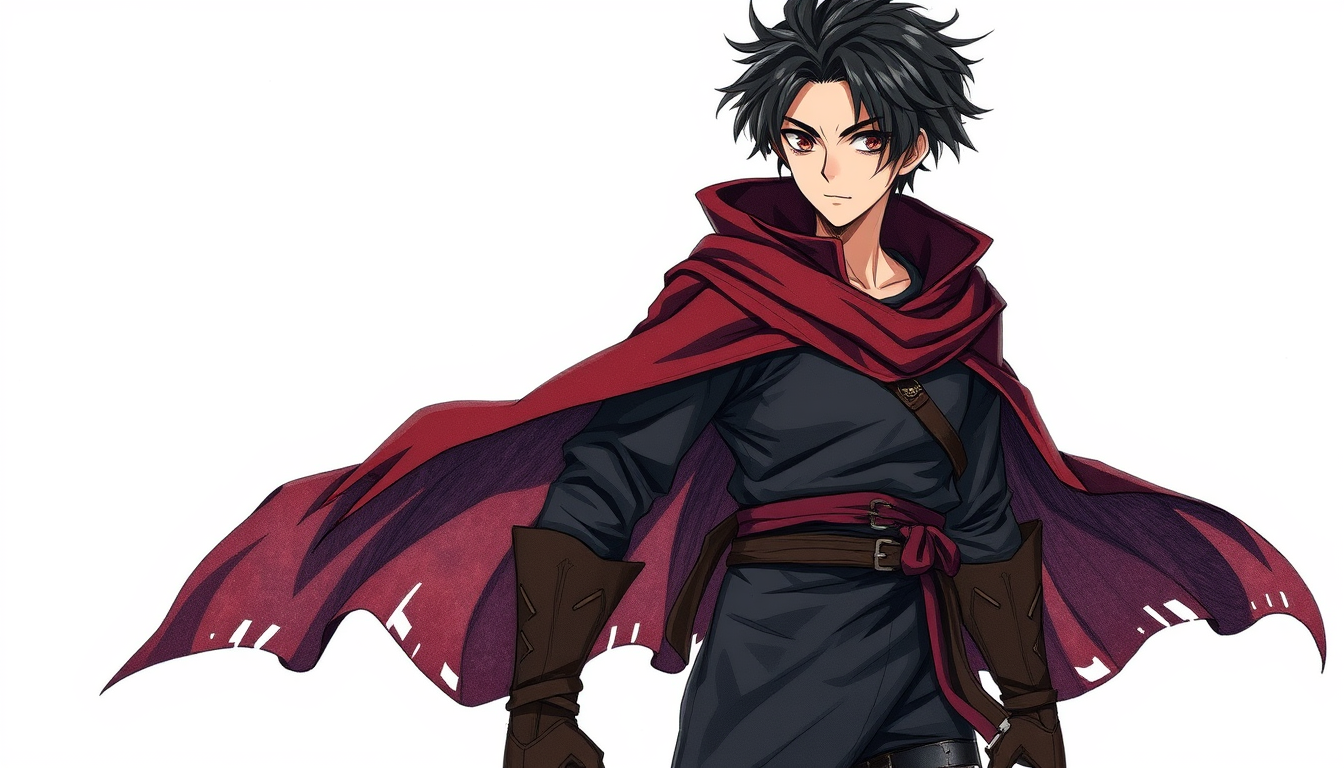 Anime idea: anime style, vibrant colors, expressive eyes, Create a high-quality dark fantasy anime character concept sketch for an original fantasy novel. A young