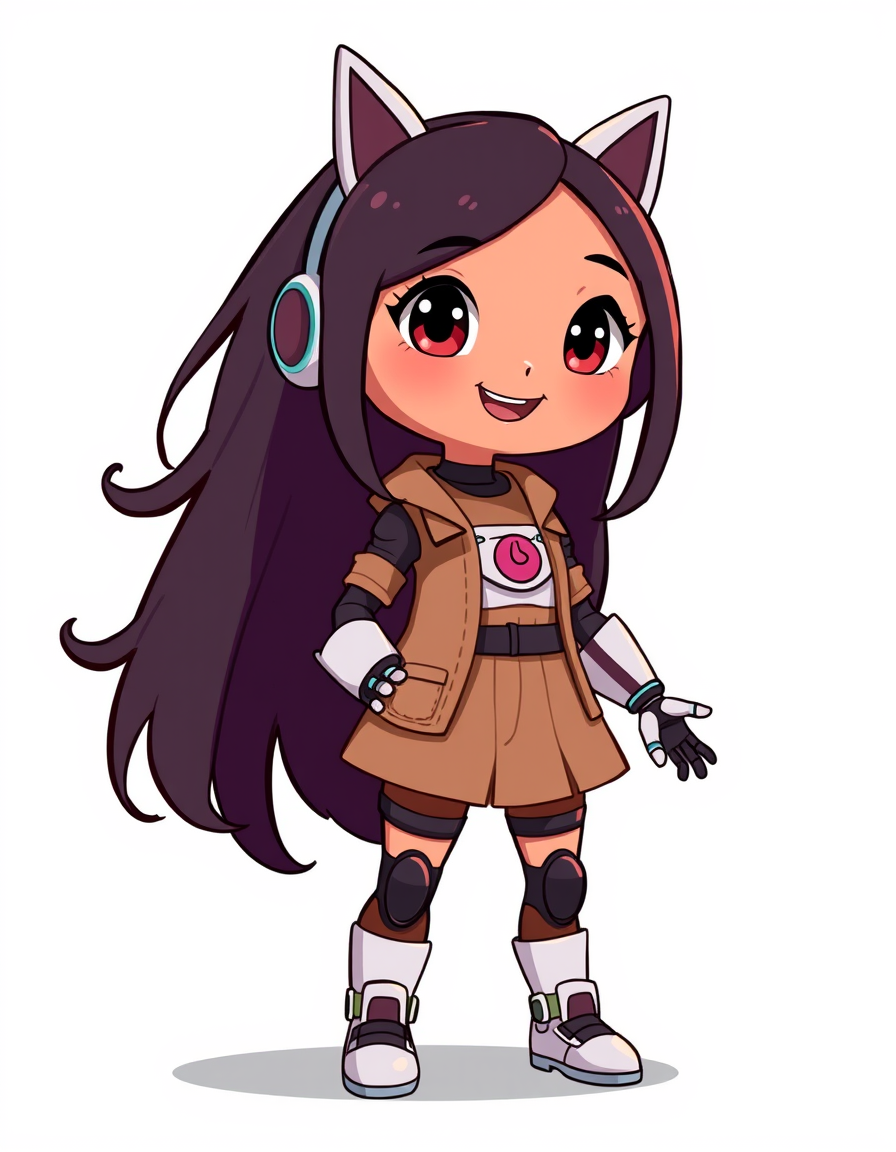 Characters idea: an original character defined by silhouette, role, outfit, palette, and expression, deliberate composition, Sitare 1.0 is a cheerful, intelligent, and