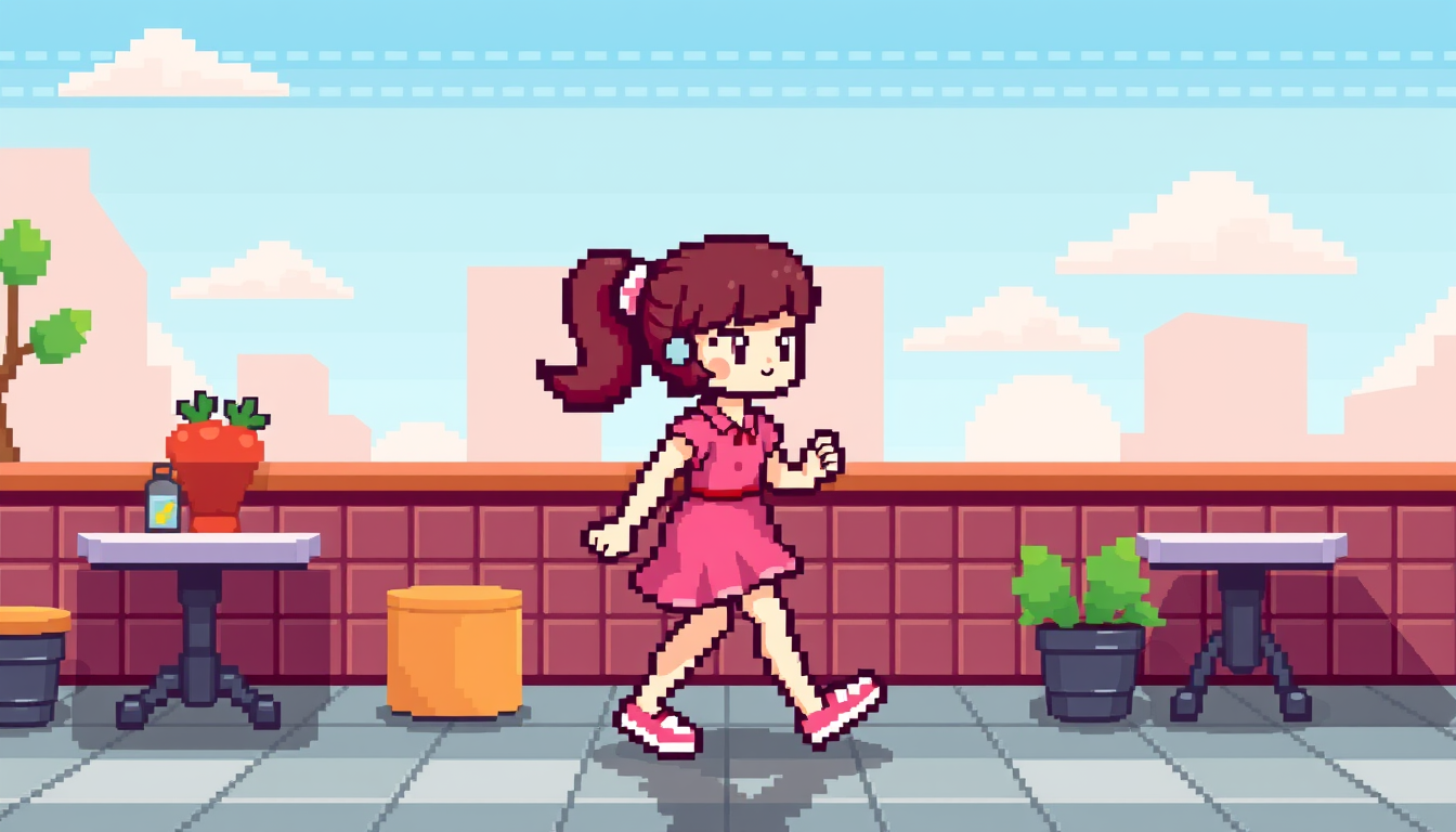 AI Pixel Art idea created from the prompt: pixel art, 32x32 sprite scale, limited palette, retro 16-bit game art, ok i want a mini pixel figur in a pink style which matches my pink di