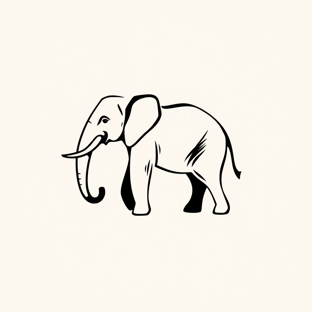 Main art studio: Design a distinctive elephant emblem for a future global financial company, starting with payments but capable of becoming a neobank. 1:1 composition.