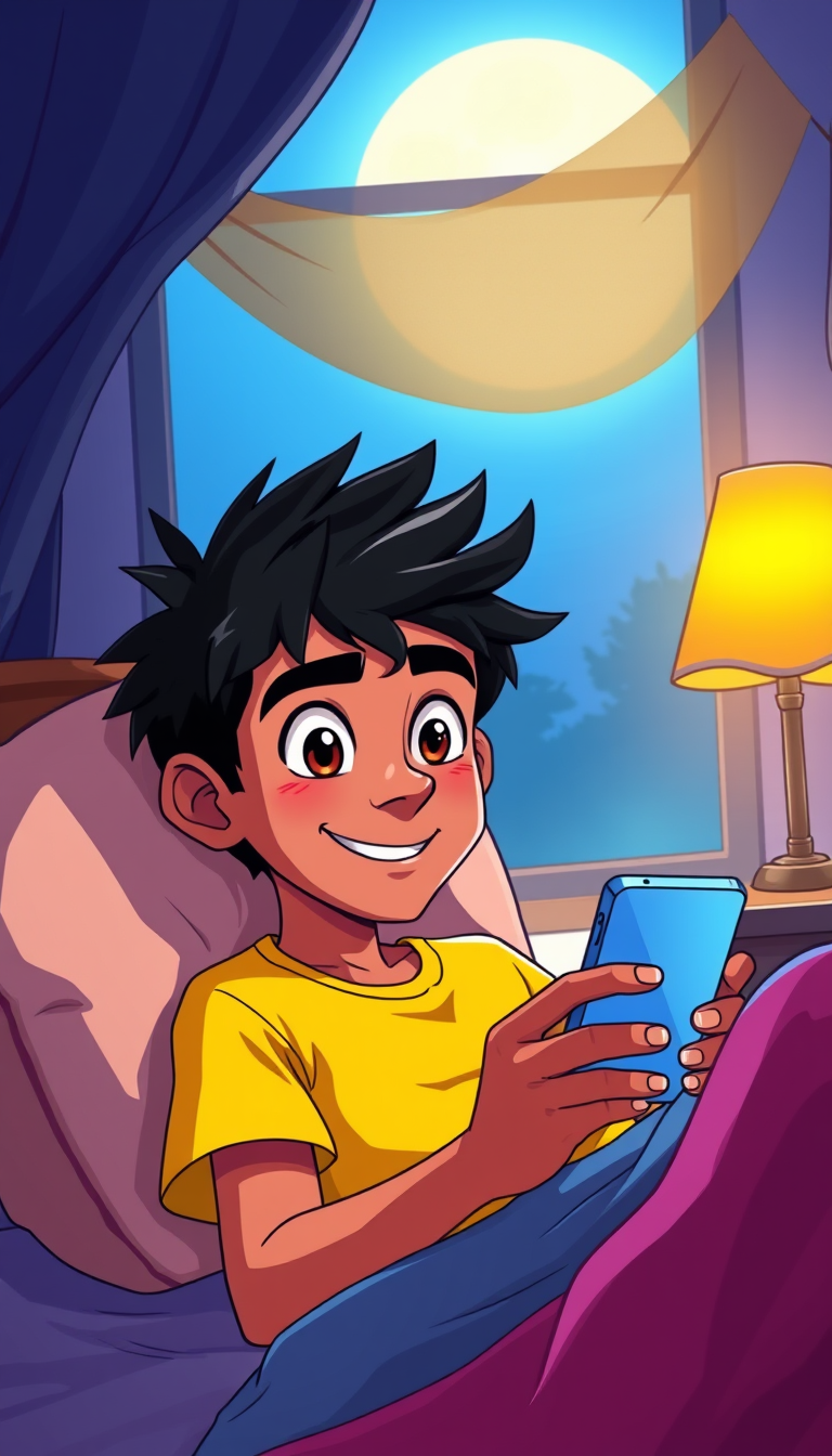 Anime idea: anime style, vibrant colors, expressive eyes, Create a high-quality anime-style illustration for a Telugu comedy YouTube Short. A teenage Indian boy w