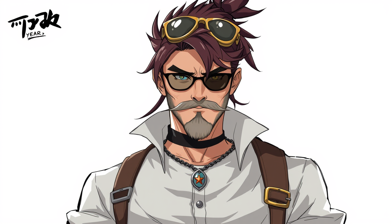 Characters idea: original character design, detailed outfit and accessories, expressive personality, a guy 40 year old , character concept art illustration