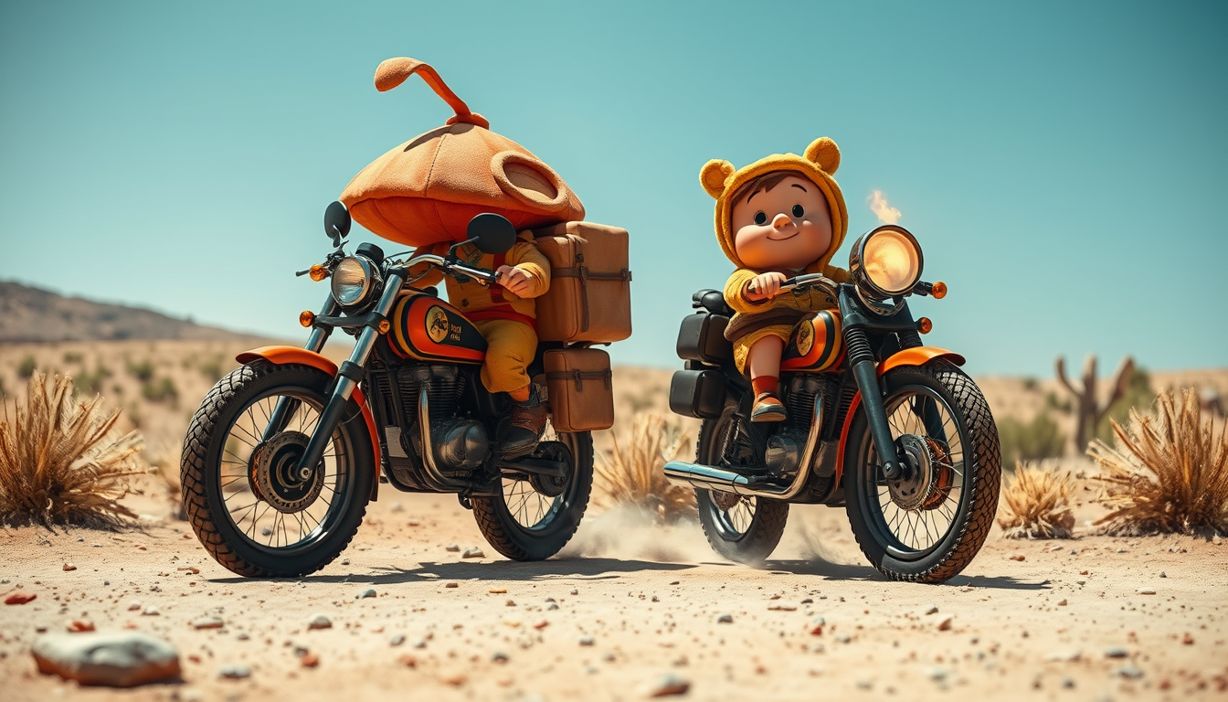 Main art studio: Un chaman, winnie poo y un moto raton de marte sentados al rededor de una fogata