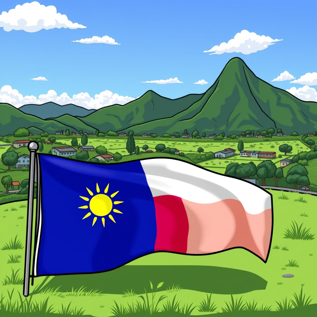 AI Art prompt example created from the prompt: Flag Ng Taiwan at pilipinas magkatabi tas sa ilalim ay Isang taiwanese at Pinoy na nag UUSAPAN. Cartoon style