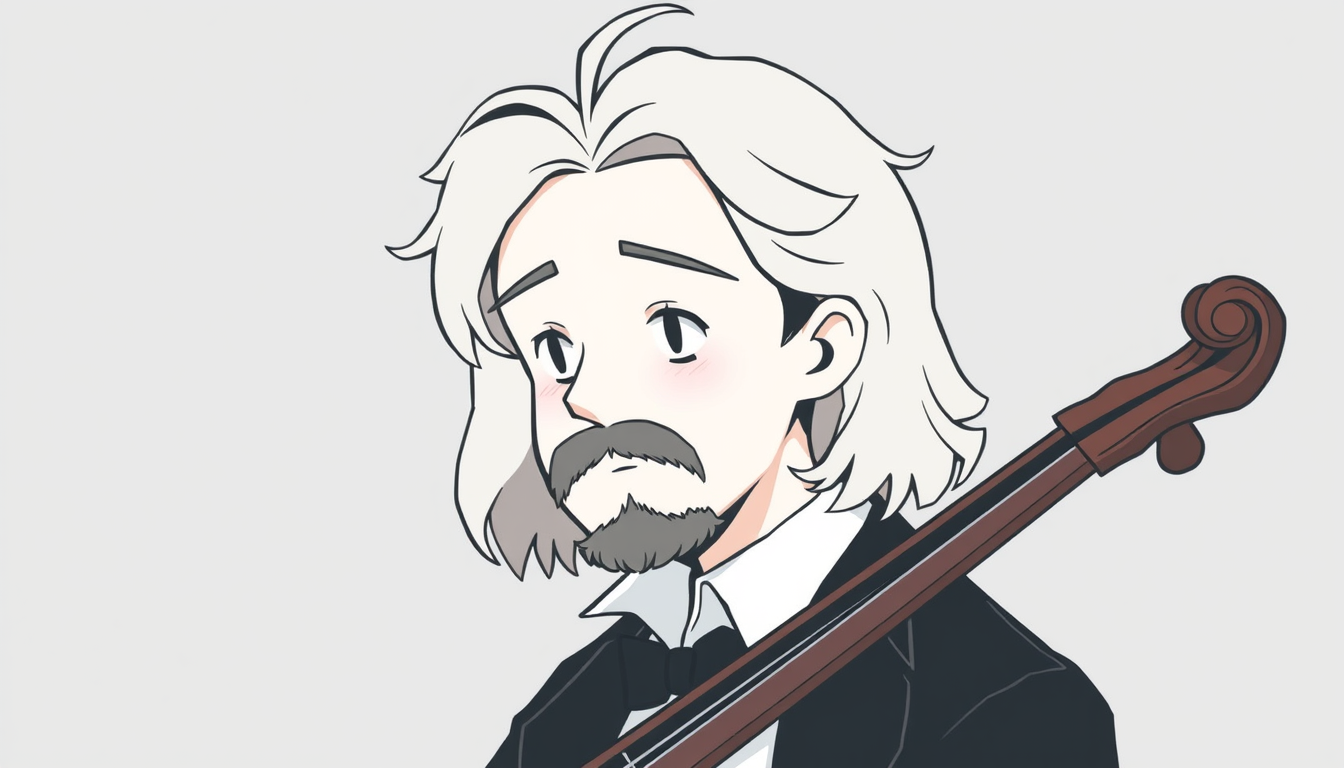 Main art studio: make me a cute but edgy profile pic (minimal clutter) of young brahms in the style of lucky star, pretty please!