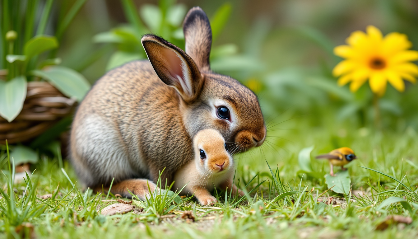 AI Art prompt example created from the prompt: bunny with baby bunnies cute