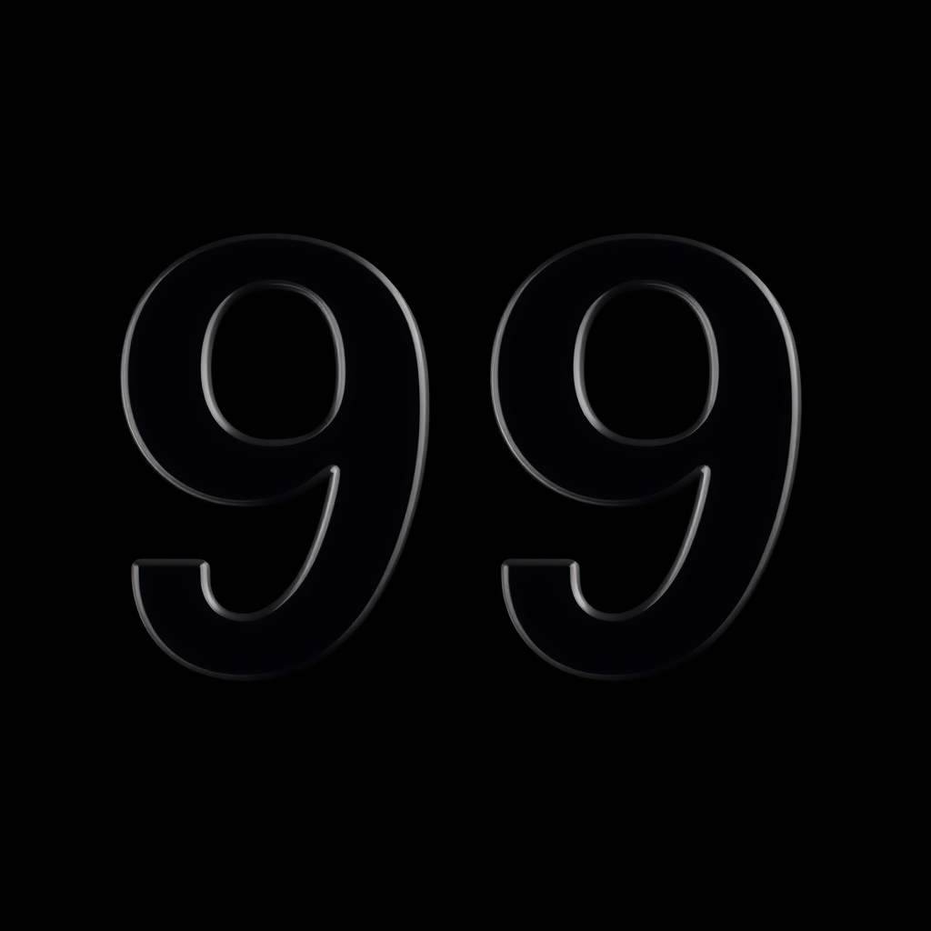 Main art studio: Create a image featuring the number "99" in Gotham bold using the same background in the render above and use a black background