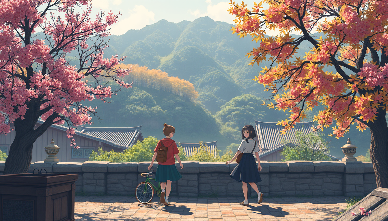 Main art studio: 観覧車のある都会。花束💐を持ったオールバックで眼鏡をかけて、骨折ギブスの笑顔の女性歌手と、ショートカットでサックス🎷を持つ小学生の女の子が、お祝いに向かって歩いている。夕暮れ、街のイルミネーションが輝き、温かい雰囲気。アニメ風、優しい色合い、高品質イラスト。