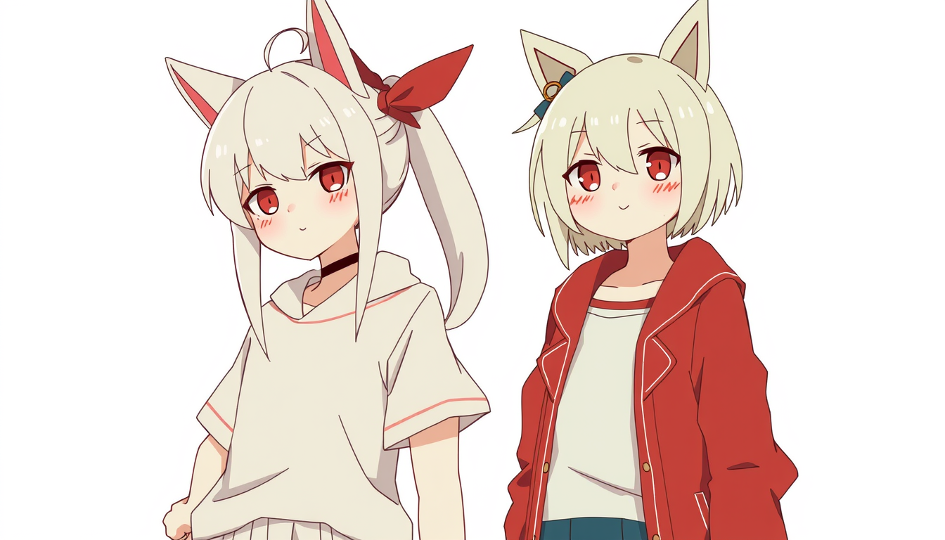 Main art studio: dangonronpa oc with milktea color hair and y2k redclothes female