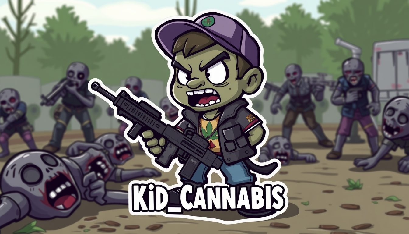Main art studio: Please create mascot to be used as display pic on twitch. I want it to incorporate my user name which is Kid_Cannabis. I play dayz so want it to incor
