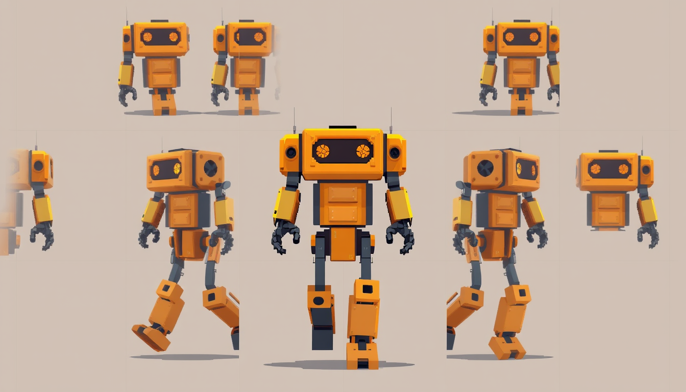 Sprite Sheet idea: a grid of animation frames sharing one character, scale, palette, and camera angle, deliberate composition, I'm going to make a video game. I want you