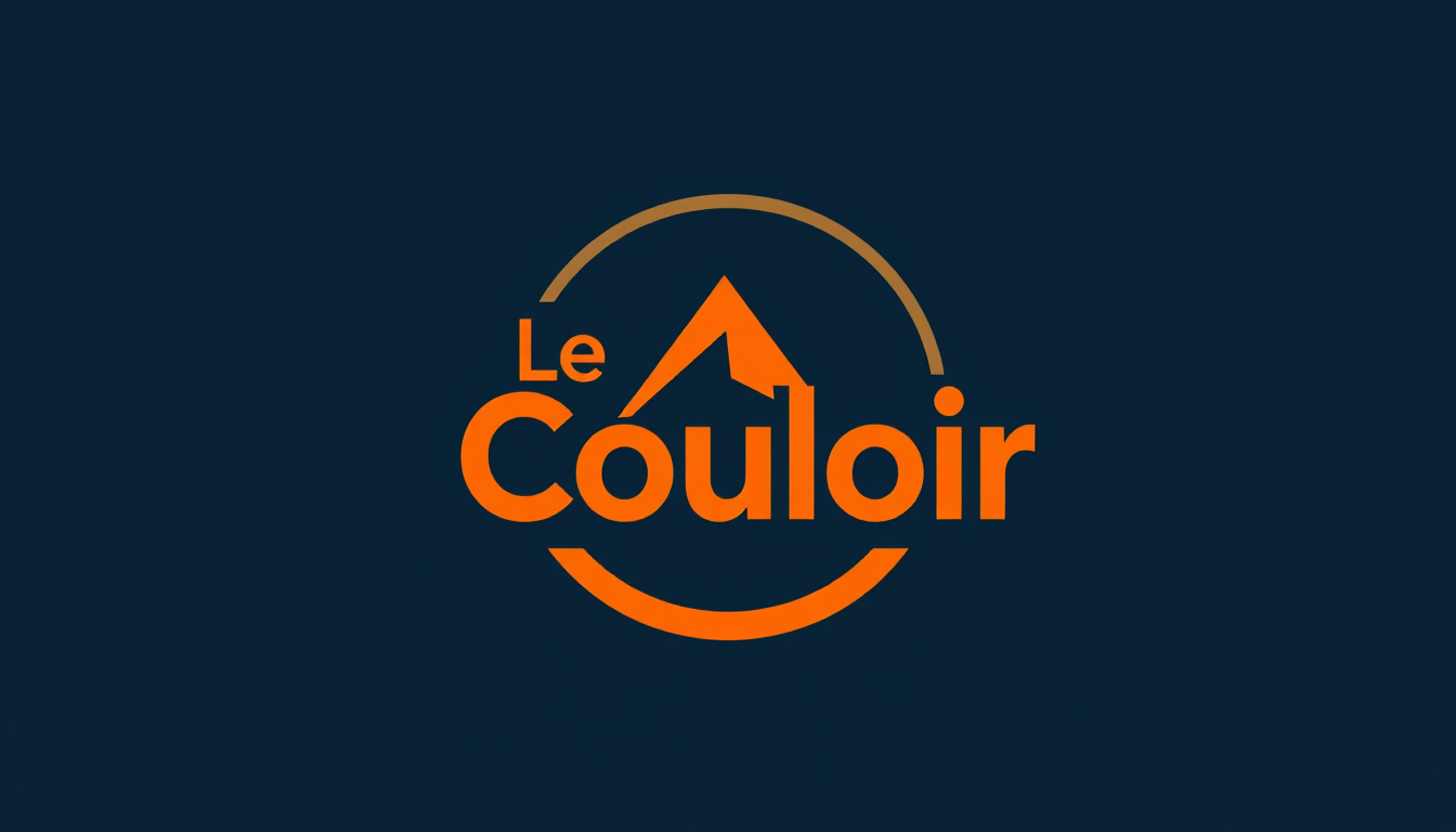 Logo idea: logo design, clean minimal mark, bold simple shapes, balanced composition, J'ai besoin d'un logo pour mon média Le Couloir. C'est un média indépendant