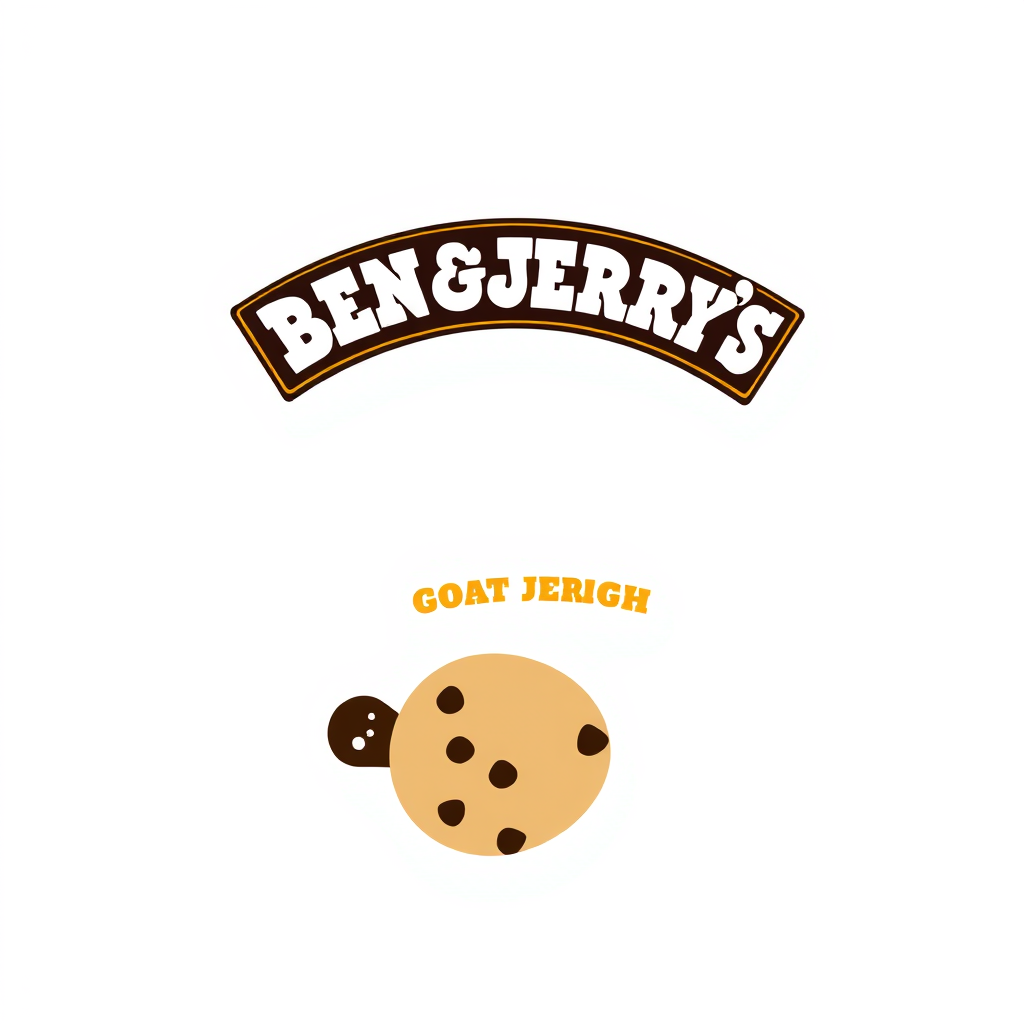 Logo idea: logo design, clean minimal mark, bold simple shapes, balanced composition, Eine Ben Jerry Eisverpackung aber da soll nicht Ben und Jerry stehen, sonde