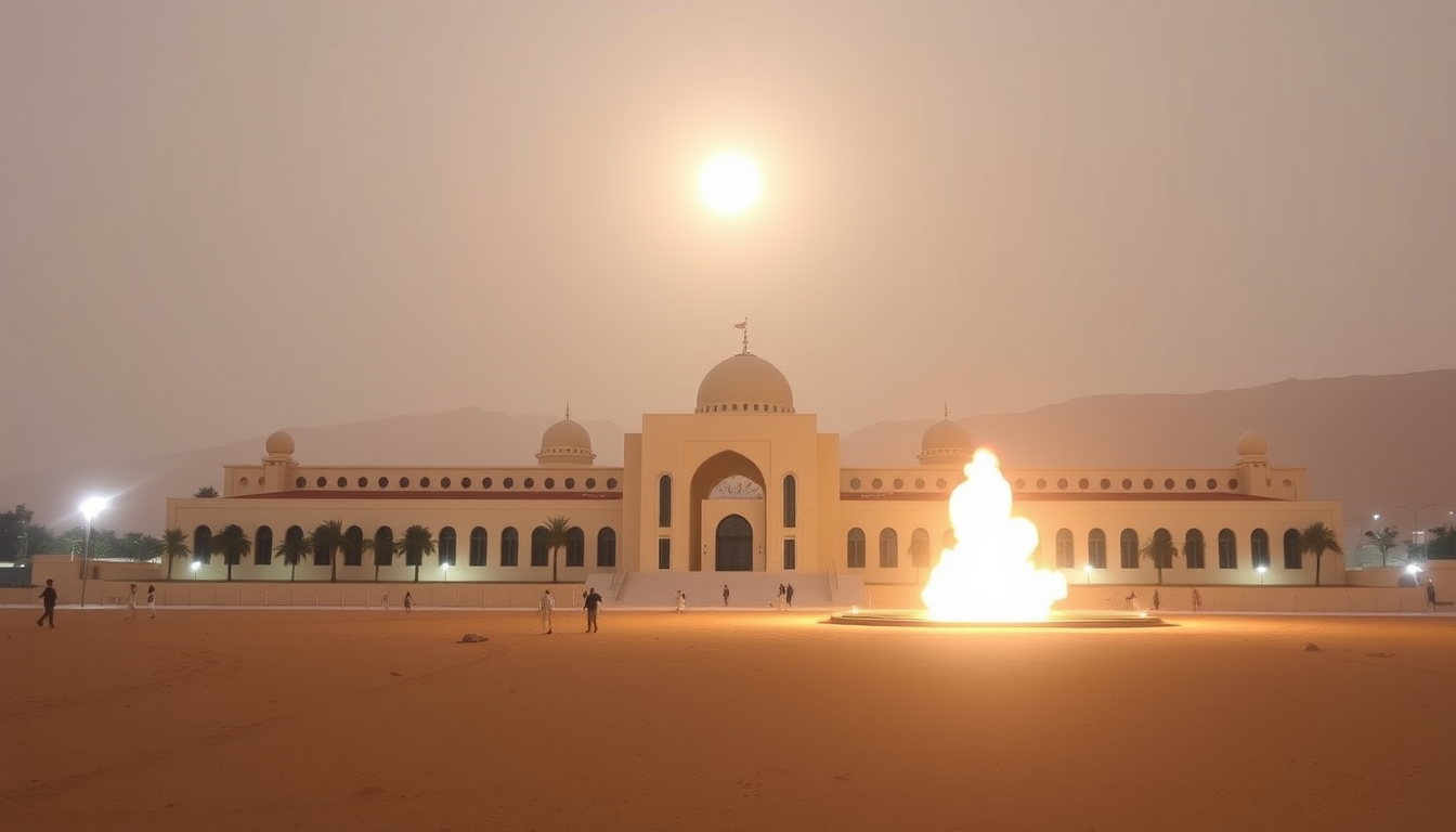 Main art studio: PUT ALARQAM ACADEMY THE REAL ONE SCHOOL IN THE BACK GROUND THE PUT IN THE FRONT SOME BOMBS AND FIRE BUT QATAR SHOLD BE RELATED THE REAL SCHOOLL! SEARC