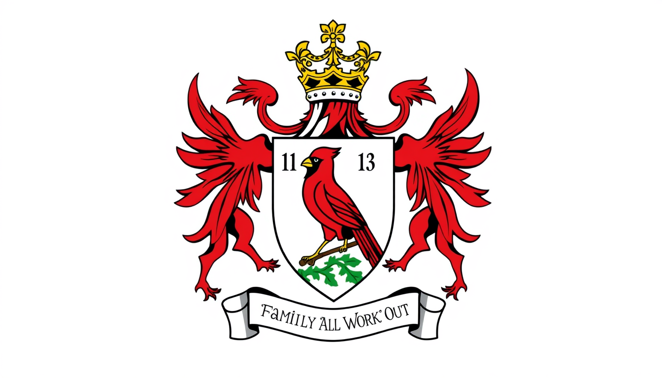 Main art studio: Design a Johnson family Coat of Arms with a Scottish flair, family of 13, A Cardinal as the family animal, motto With God It Will All Work Out