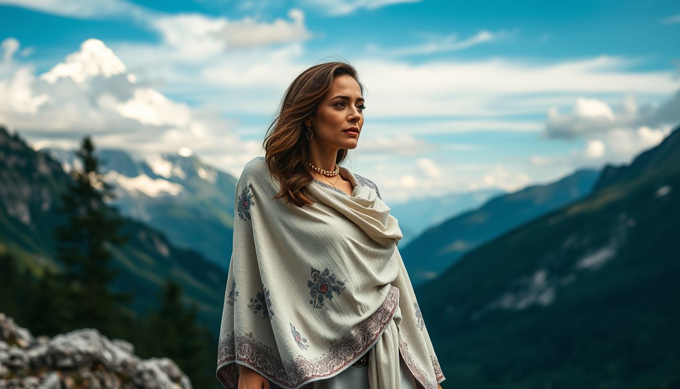 Main art studio: Une femme en jupe et en collant plus grande qu'une Montagne