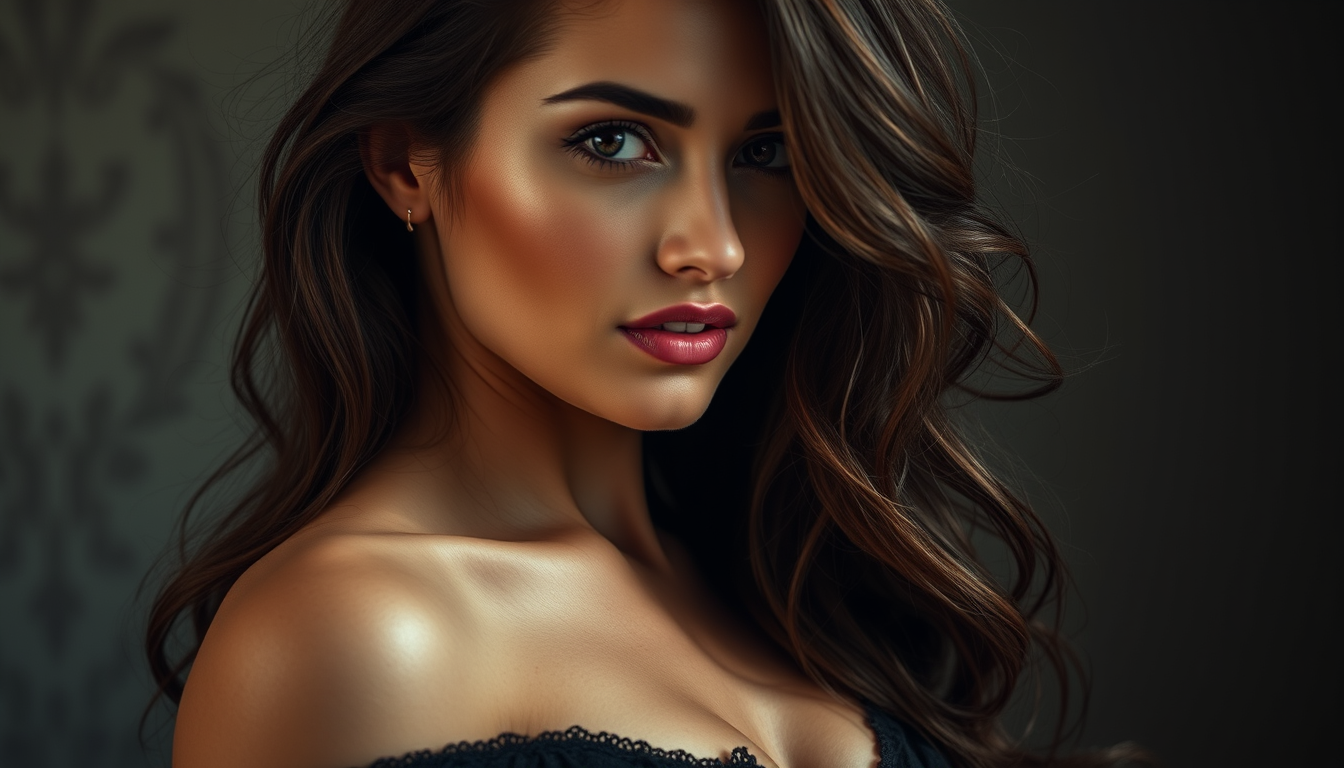 Main art studio: Crie a imagem de uma morena dos cabelos longos bem sensual