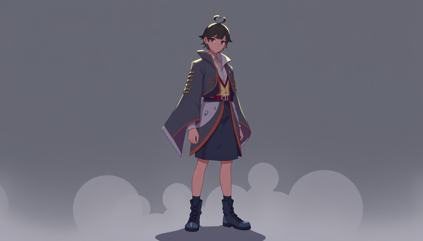 Characters idea: an original character defined by silhouette, role, outfit, palette, and expression, deliberate composition, عايزة يكون ولد مز بمعني الكلمة بس، هاقولك