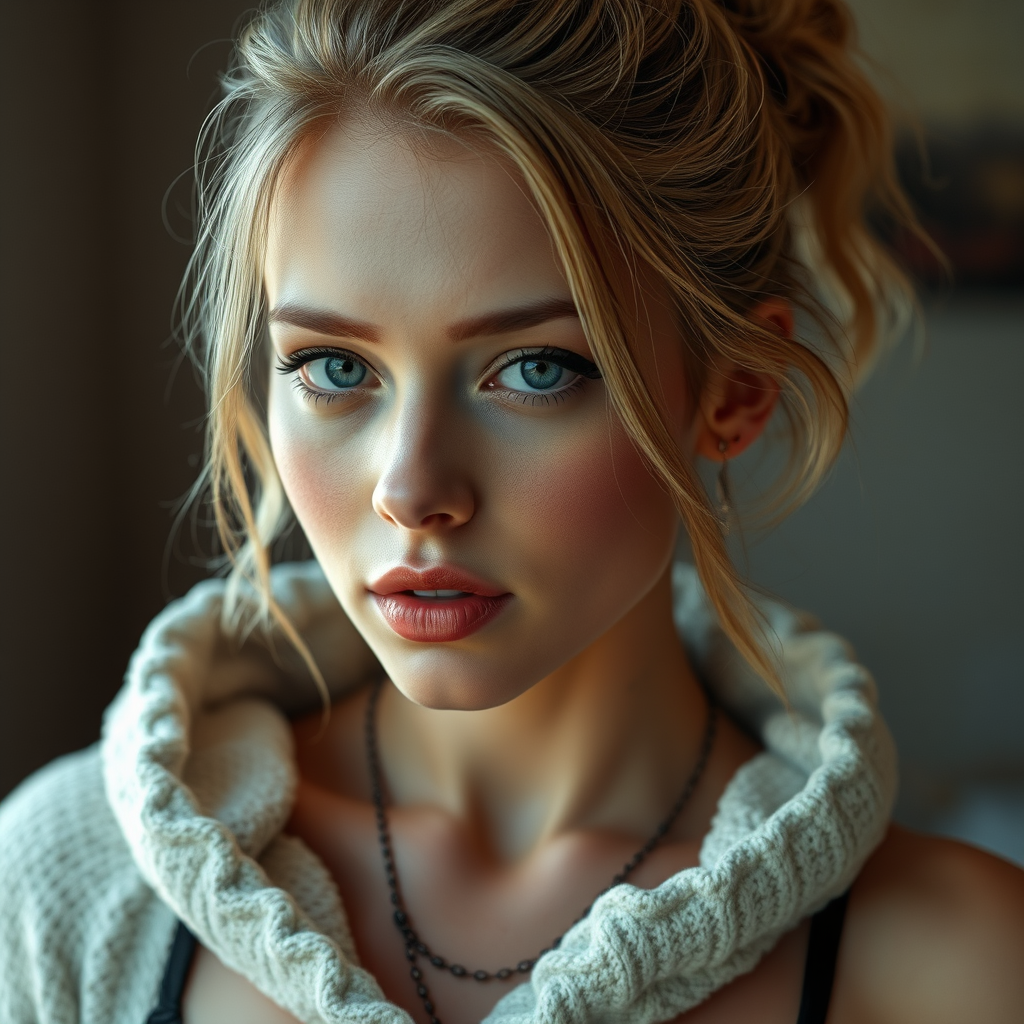 Realistic Images idea: photorealistic generated image, natural materials and skin texture, physically plausible lighting, Make a sexy transgender photo with , coherent depth