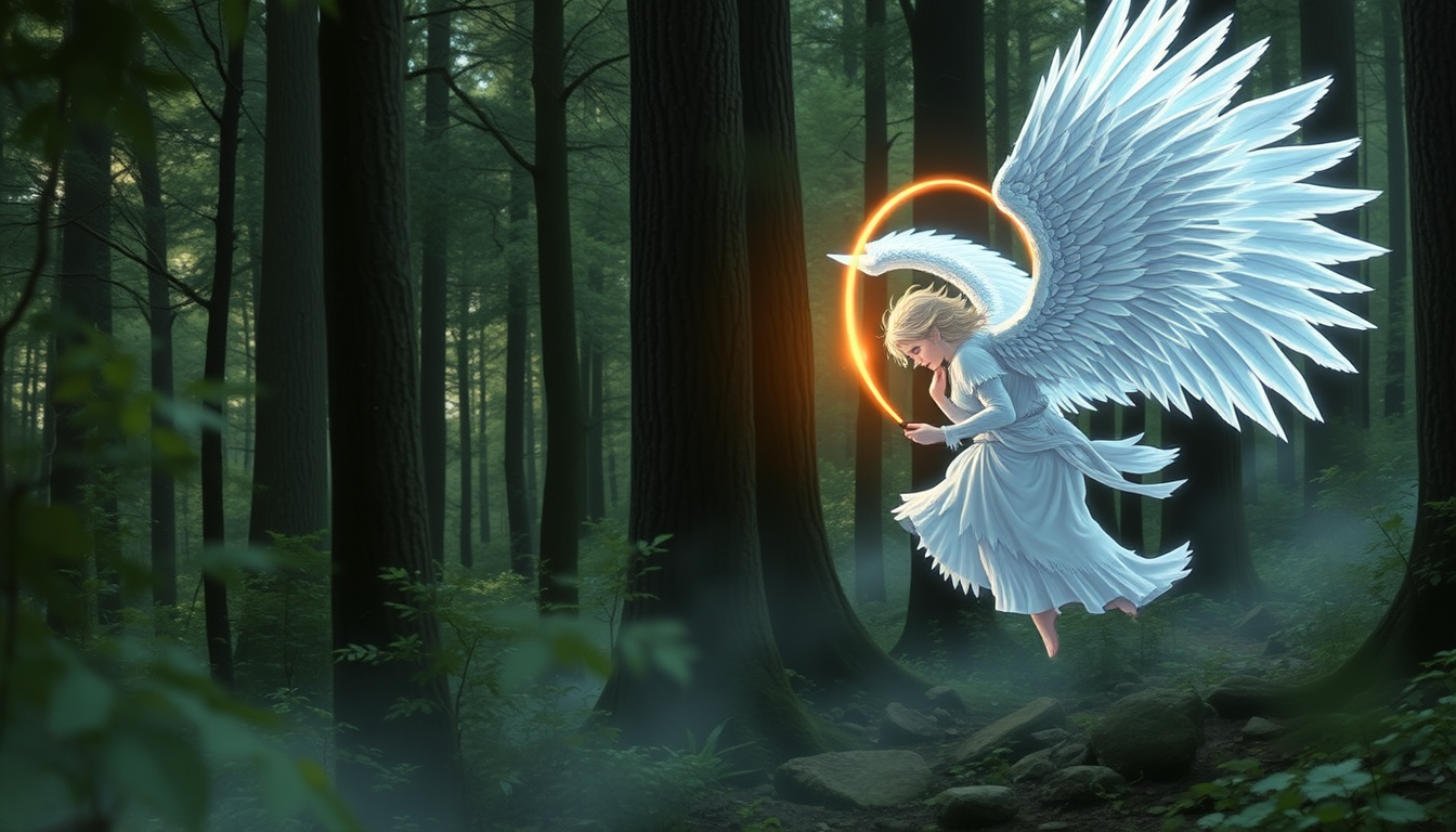 Main art studio: Angel hunting in a forest