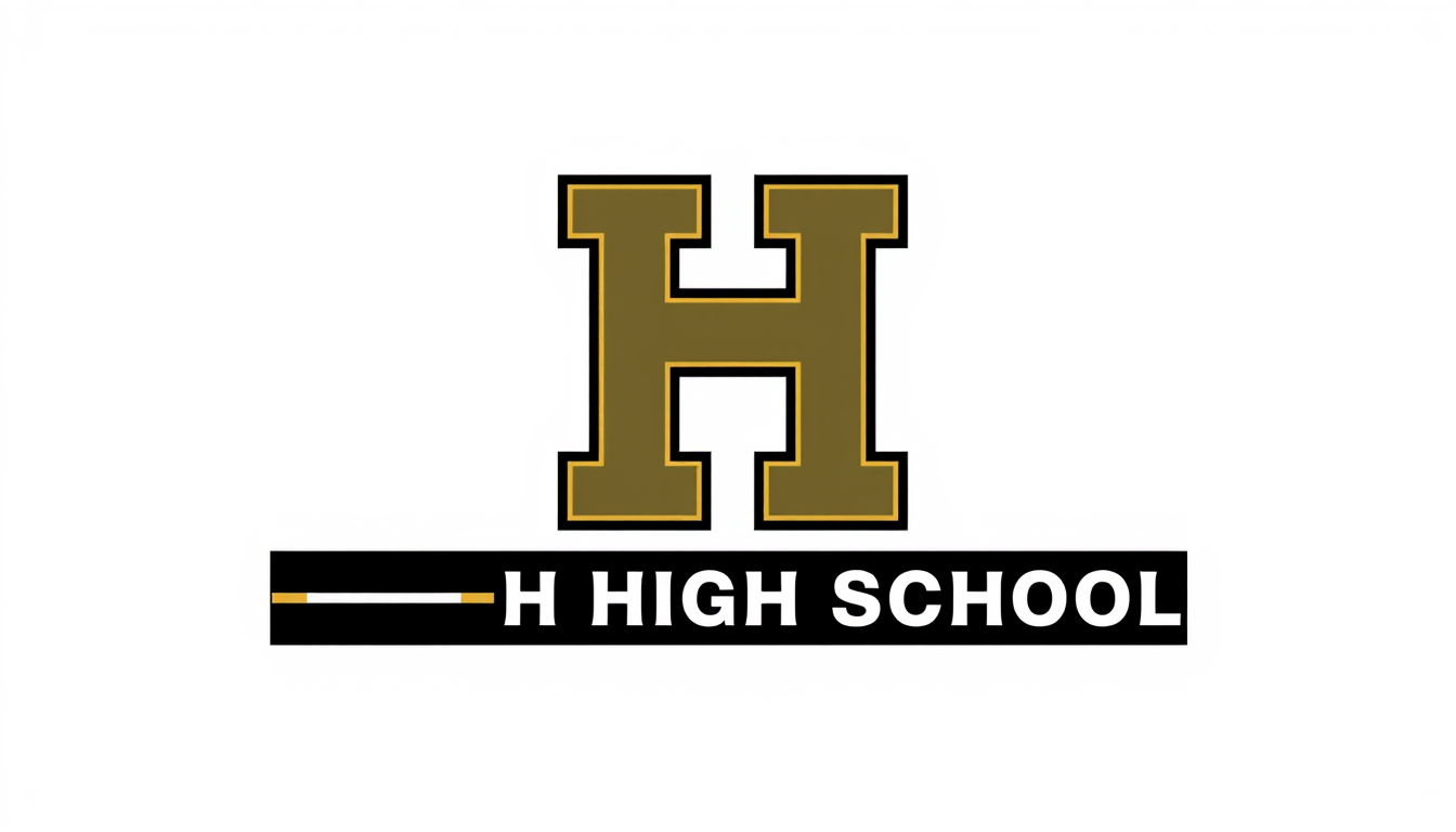Main art studio: Professional American high school athletic logo for Hudson High School. Minimalist standalone varsity H monogram incorporating a subtle Christian cros