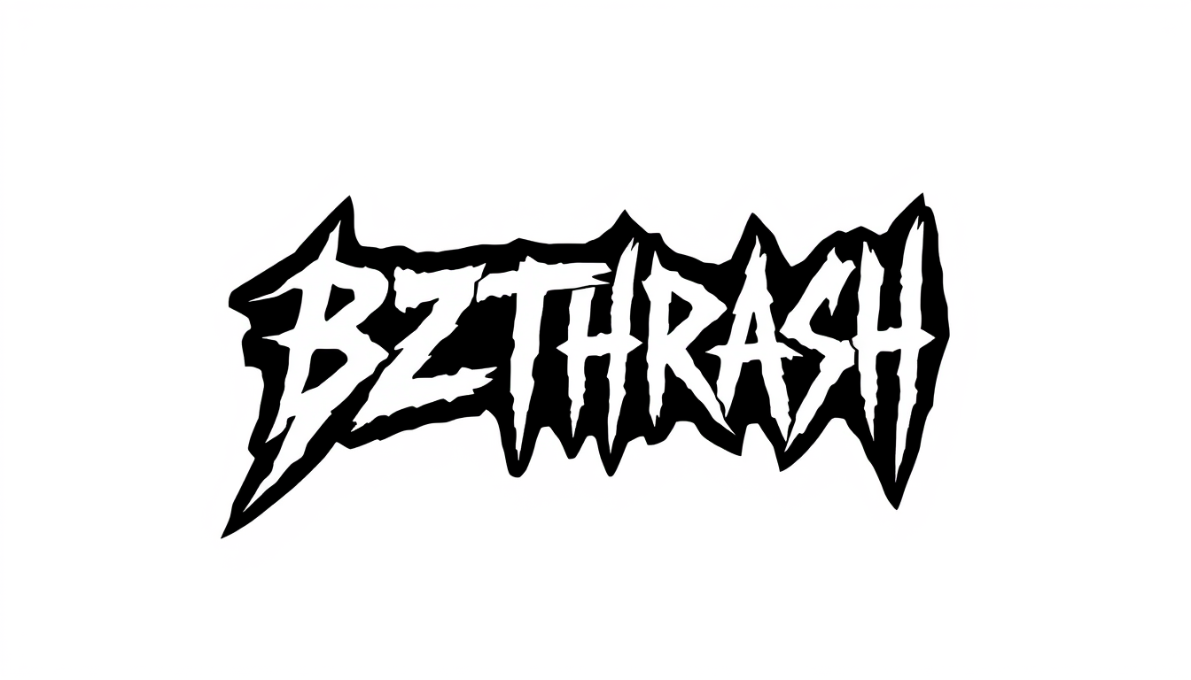 Logo idea created from the prompt: logo design, clean minimal mark, bold simple shapes, balanced composition, BZTHRASH : thrash punk brutal, avec des lettres déchirées, une es
