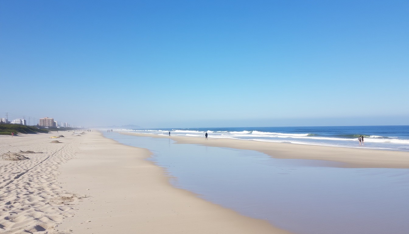 Main art studio: hot sunny beach scene with no people