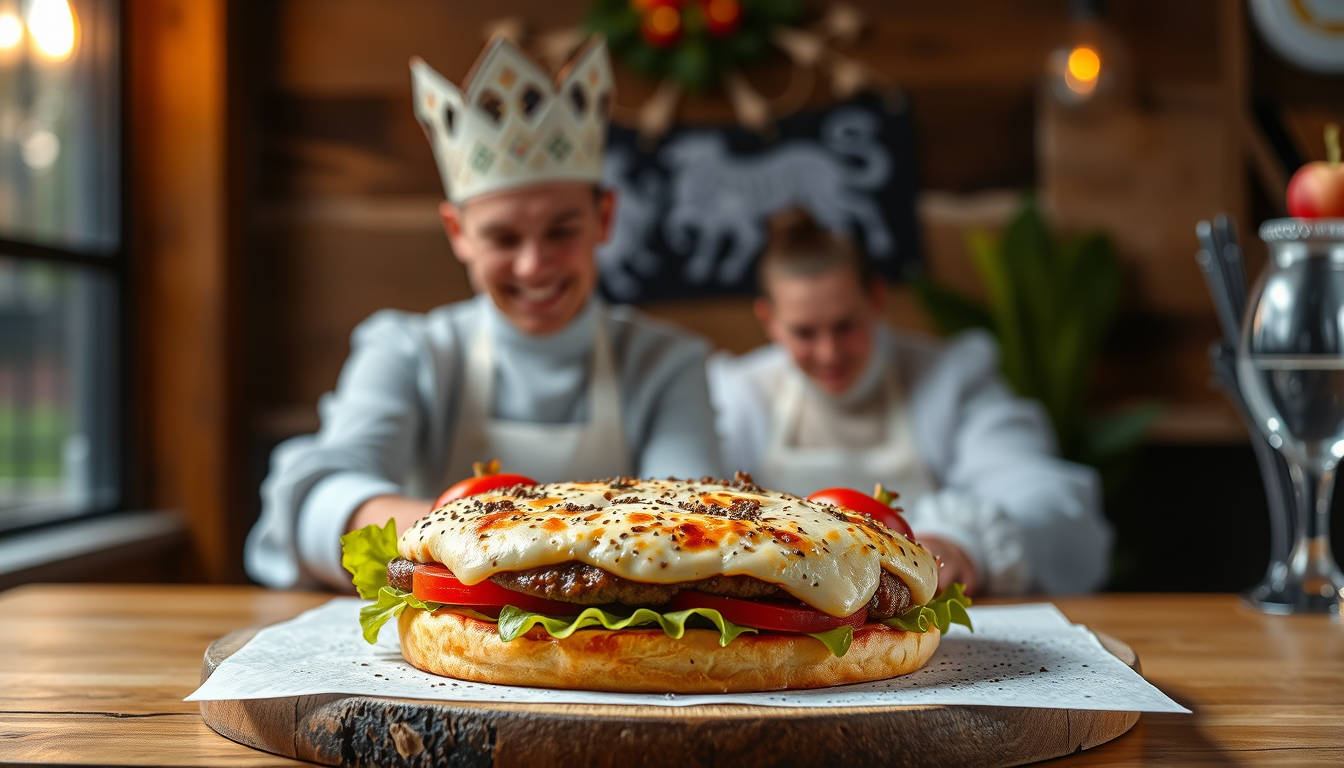 Main art studio: En prinses die hamburger en pizza eet