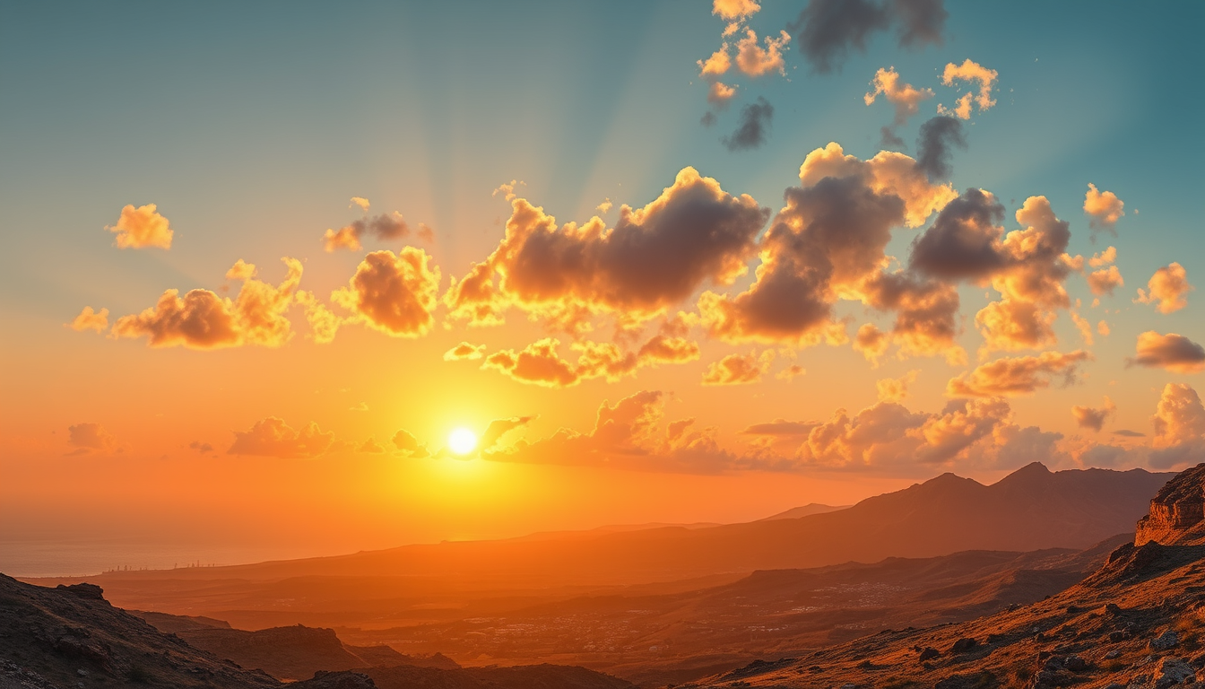 Wallpaper idea created from the prompt: wallpaper artwork, wide atmospheric scene or bold pattern, high detail, Sun set gran Canaria , desktop or phone wallpaper