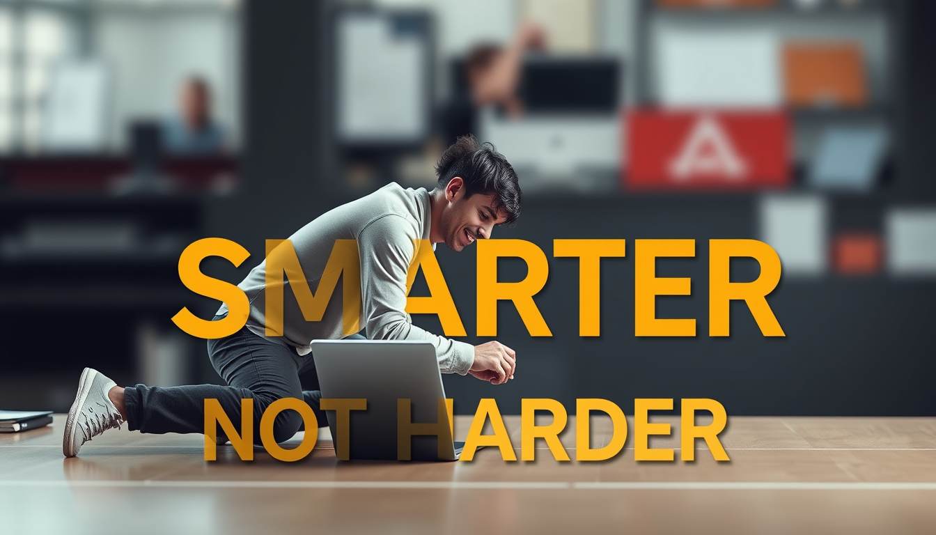 Main art studio: Make an image based on: work smarter, not harder