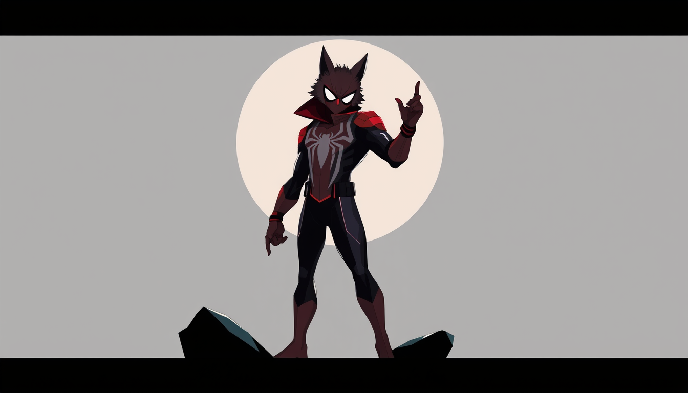 Characters idea: an original character defined by silhouette, role, outfit, palette, and expression, deliberate composition, A NEW SPIDER MAN BOOK BUT EVERYWON IS ANIM