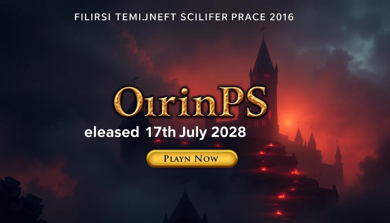 Main art studio: Create a 468×60 banner for an Old School RuneScape private server called OriginPS. Promote the official release on 17th July 2026. Dark OSRS medieval 