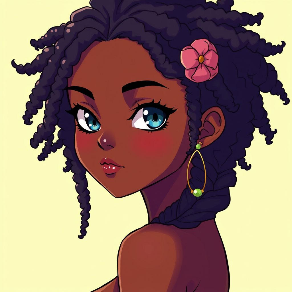 Anime idea: anime style, vibrant colors, expressive eyes, Fille africaine gros seins je veux argentés , detailed anime illustration