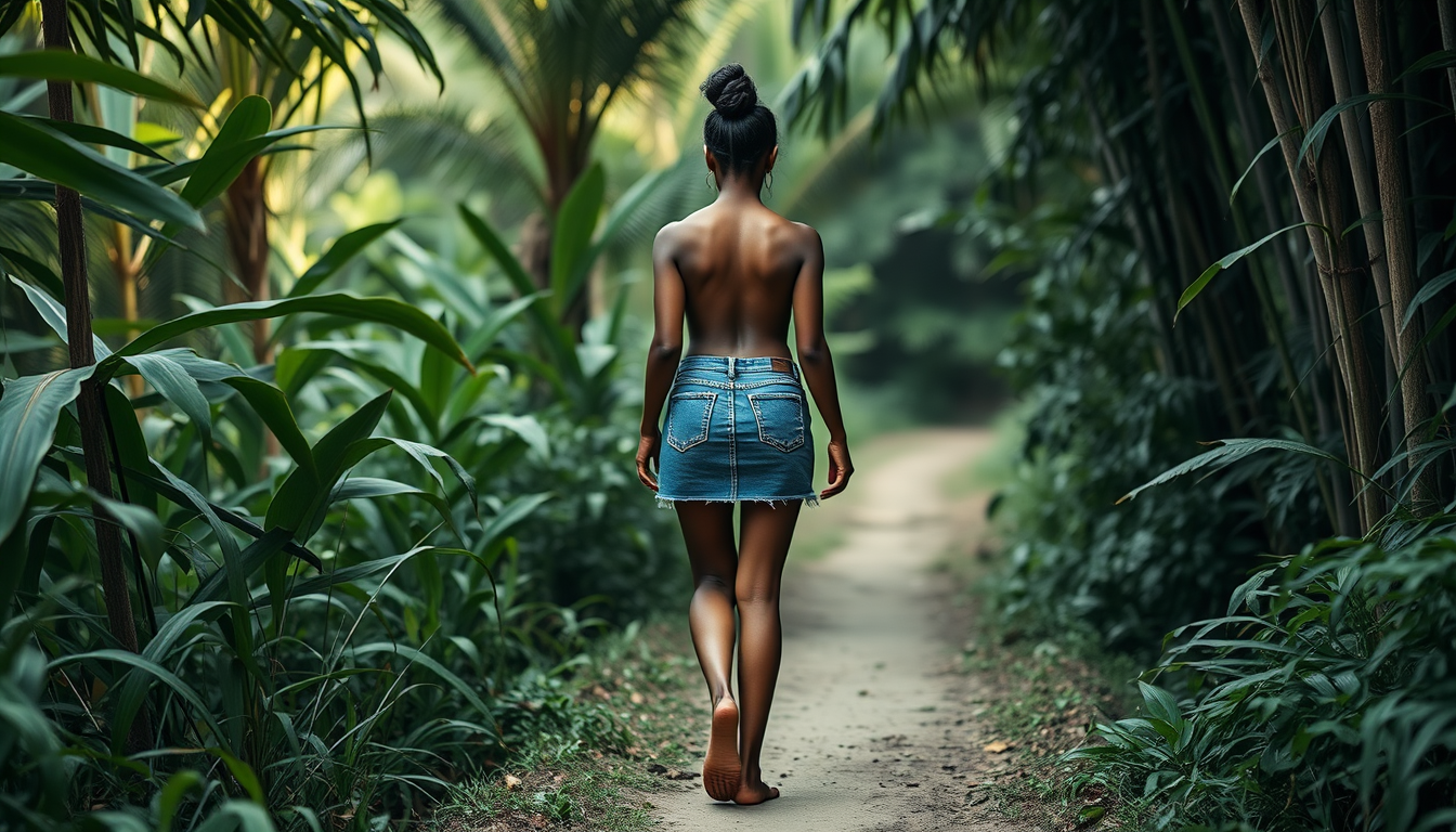 Wallpapers idea: wallpaper art composed around screen ratio, icon readability, and quiet negative space, deliberate composition, A beautiful black girl, with her back 
