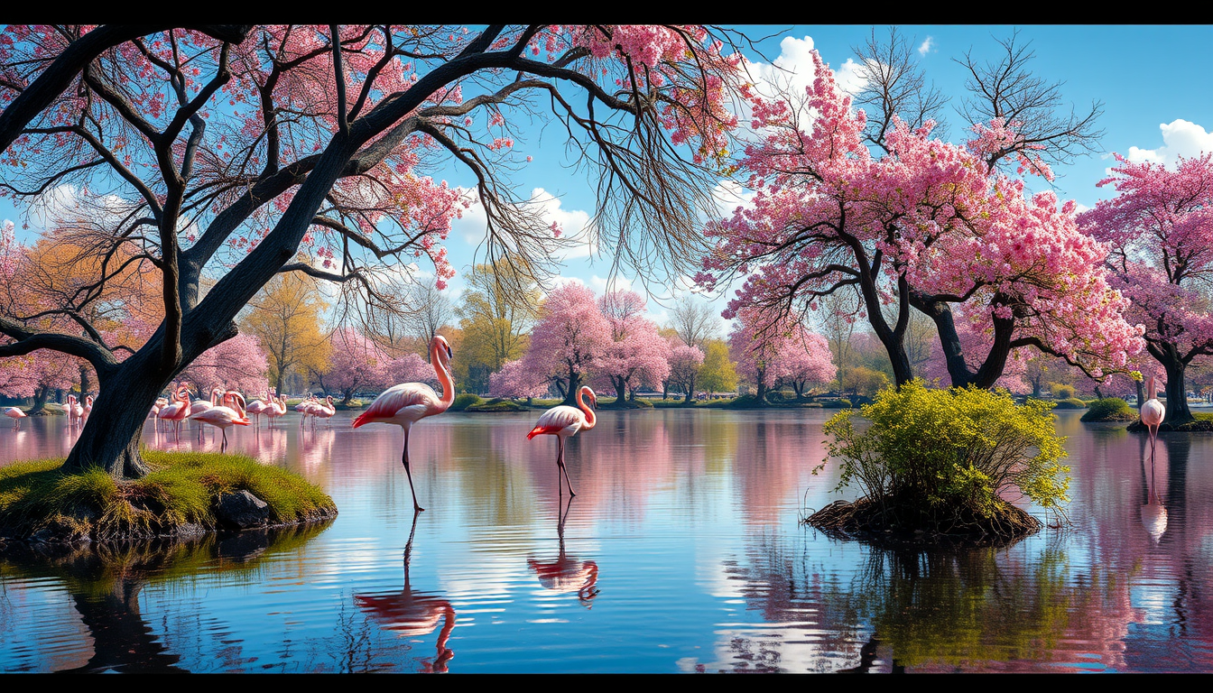 Main art studio: Je veu que tu rendes cet images le maximum realiste pour les arbres les flamands rose etc mzis ne change pas limage he veu juste que tu rendez les cou