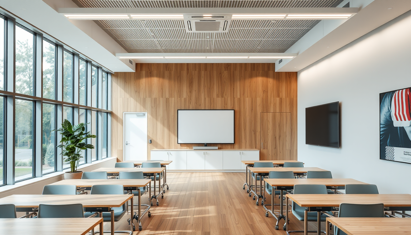 Main art studio: mache ein bild wo ein sehr schönes klassenzimmer und modernes klassenzimmer