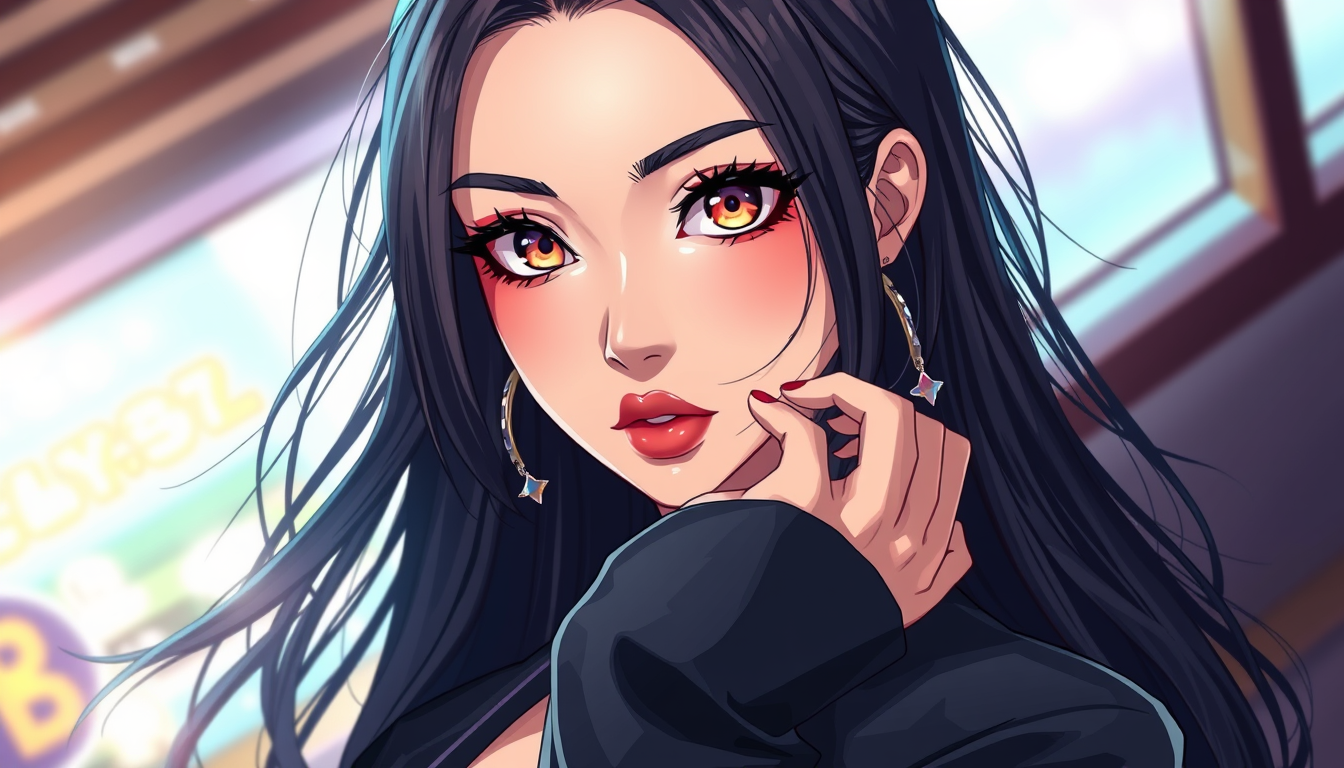 Anime idea created from the prompt: anime style, vibrant colors, expressive eyes, Adult anime woman, glamorous high-fashion magazine photoshoot, confident pose, elegant reveali