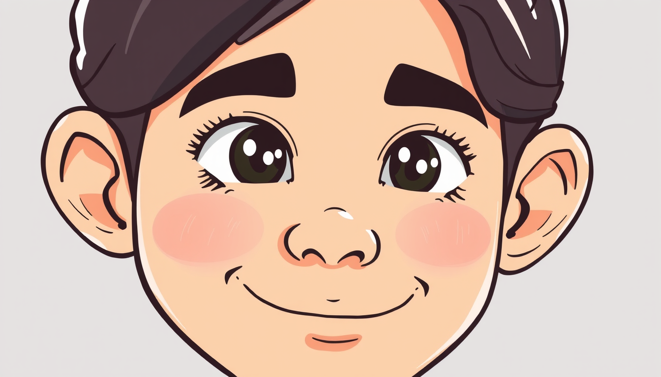 Photo To Cartoon idea: cartoon style portrait from the photo, bold outlines, flat shading, playful proportions, Un nouveau personnage en dessin pour que ça aille dans vice v